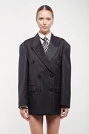 Double-Breasted Pinstripe Blazer