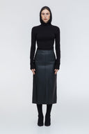Hooded Ribbed Top - Black