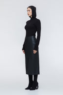 Hooded Ribbed Top - Black