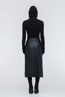 Hooded Ribbed Top - Black