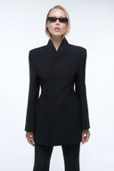 High-Collar Wrap Blazer - Black