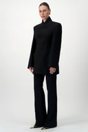 High-Collar Wrap Blazer - Black