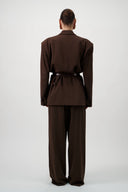 Oversized Tailored Suit Blazer - Brown