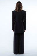 High-Collar Wrap Blazer - Charcoal