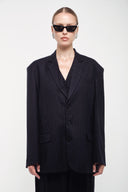 Oversized Tailored Suit Blazer - Navy