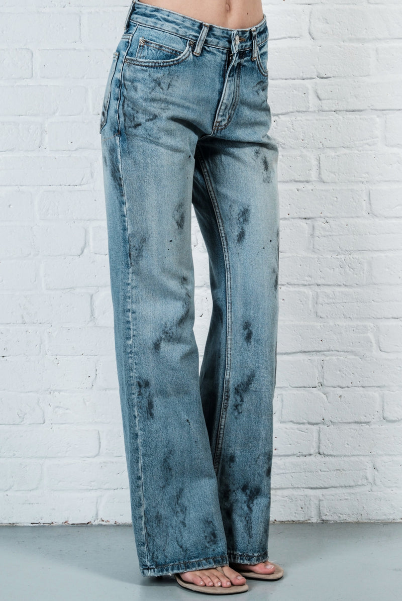 Dirty Wash Flared Denim