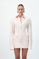 Corset Shirt Dress - Blush Pink