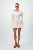 Corset Shirt Dress - Blush Pink