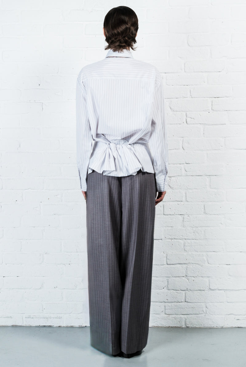Pinstripe Wide-Leg Trousers