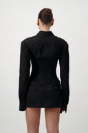 Corset Shirt Dress - Black