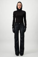 Hooded Ribbed Top - Black