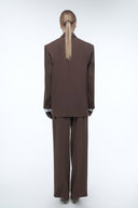 Oversized Tailored Suit Blazer - Brown