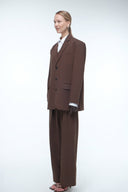 Oversized Tailored Suit Blazer - Brown