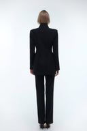 High-Collar Wrap Blazer - Black