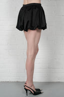 Satin Balloon Mini Skirt - Black