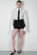 Satin Balloon Mini Skirt - Black