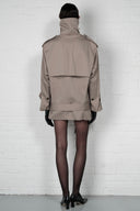 Funnel-Neck Midi Trench Coat