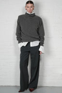 Straight-Leg Pinstripe Trousers - Grey
