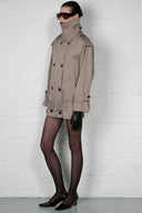 Funnel-Neck Midi Trench Coat