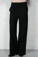 Straight-Leg Pinstripe Trousers - Black
