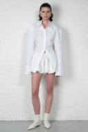 Satin Balloon Mini Skirt - Ivory