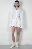 Satin Balloon Mini Skirt - Ivory