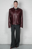 Boxy belted leather jacket
