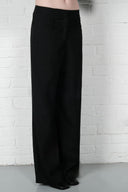 Straight-Leg Pinstripe Trousers - Black