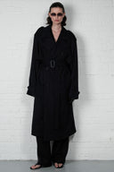Oversized Pinstripe Trench Coat