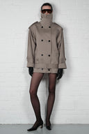 Funnel-Neck Midi Trench Coat