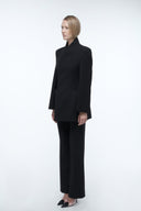 High-Collar Wrap Blazer - Black