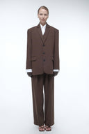 Oversized Tailored Suit Blazer - Brown