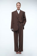 Oversized Tailored Suit Blazer - Brown