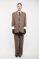 Oversized Tailored Suit Blazer - Khaki