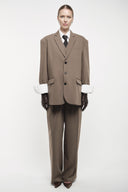 Oversized Tailored Suit Blazer - Khaki