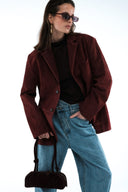 Suede Blazer - Dark Red