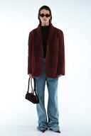 Suede Blazer - Dark Red