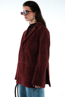 Suede Blazer - Dark Red