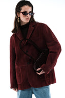 Suede Blazer - Dark Red