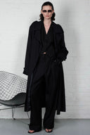Oversized Pinstripe Trench Coat