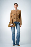 Handle Leather Bag - Beige
