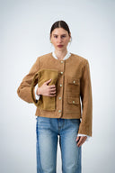 Handle Leather Bag - Beige