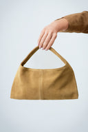 Handle Leather Bag - Beige