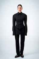 Corset Shirt Dress - Black