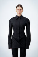 Corset Shirt Dress - Black