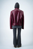 Boxy belted leather jacket