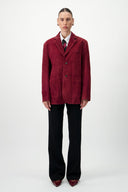 Suede Blazer - Dark Red