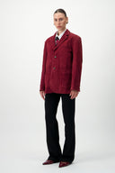 Suede Blazer - Dark Red