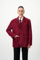 Suede Blazer - Dark Red