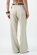 Wide-Leg Linen Denim Pants